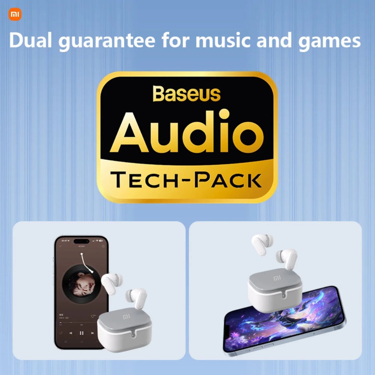 Xiaomi Auricular Kablosuz Bluetooth Kulaklıklar Kulak İçi Gürültü Azaltma Spor Su Geçirmez Android, iOS ve PC için Uzun Pil Ömrü