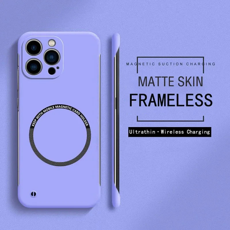 Ultra İnce Çerçevesiz Manyetik Sert PC Telefon Kılıfı IPhone 16/E 15 14 13 12 11 Pro Max Plus Magsafe Candy Color Koruyucu Kılıf