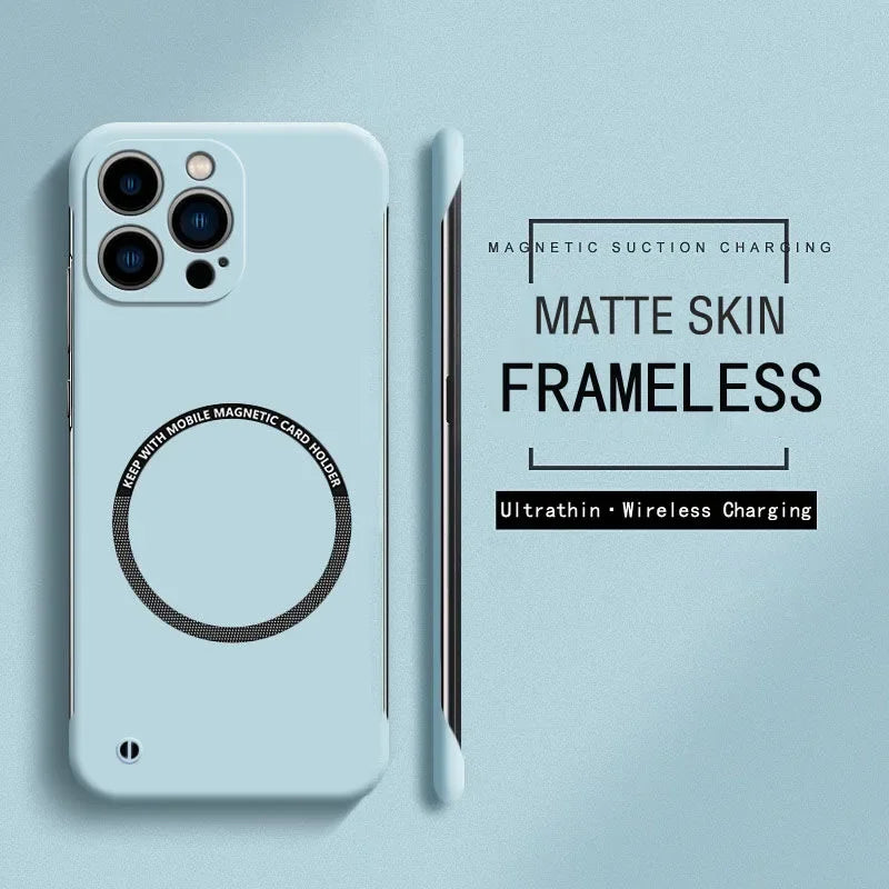 Ultra İnce Çerçevesiz Manyetik Sert PC Telefon Kılıfı IPhone 16/E 15 14 13 12 11 Pro Max Plus Magsafe Candy Color Koruyucu Kılıf