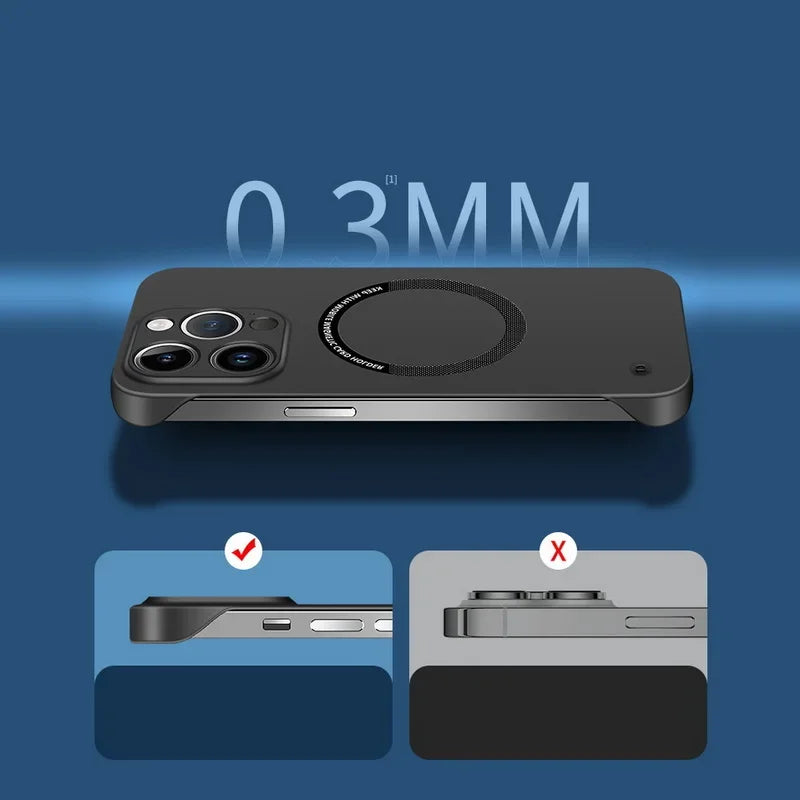 Ultra İnce Çerçevesiz Manyetik Sert PC Telefon Kılıfı IPhone 16/E 15 14 13 12 11 Pro Max Plus Magsafe Candy Color Koruyucu Kılıf