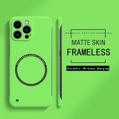 Ultra İnce Çerçevesiz Manyetik Sert PC Telefon Kılıfı IPhone 16/E 15 14 13 12 11 Pro Max Plus Magsafe Candy Color Koruyucu Kılıf