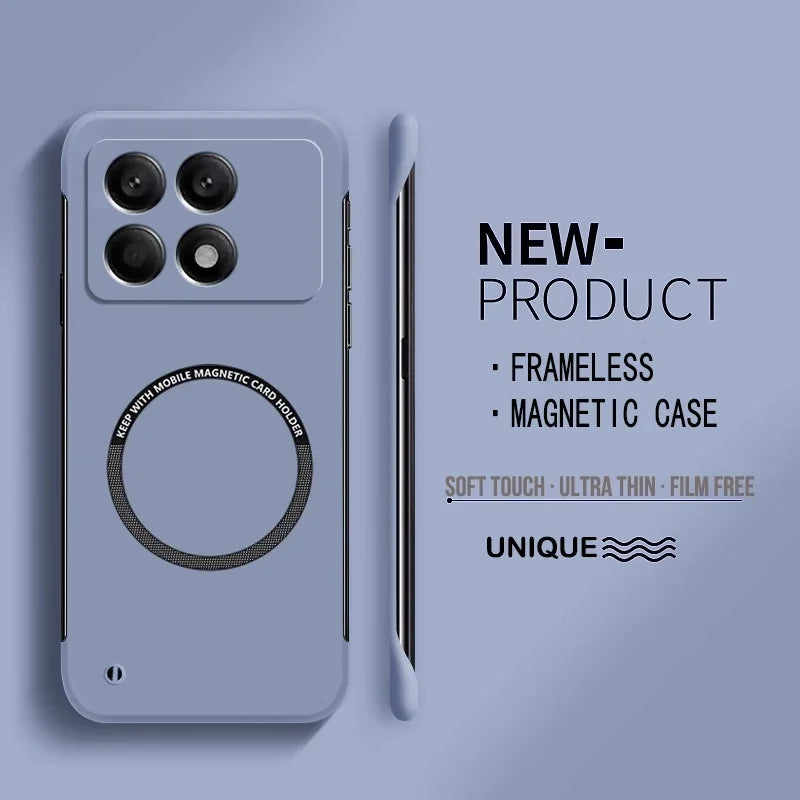 NEW Ultra Thin Hard PC Magnetic Frameless Phone Case for Xiaomi POCO X7 Pro X7 X F M 6 5 Pro 4G 5G Matte Pure Color Solid Cover