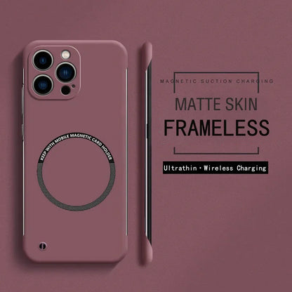 Ultra İnce Çerçevesiz Manyetik Sert PC Telefon Kılıfı IPhone 16/E 15 14 13 12 11 Pro Max Plus Magsafe Candy Color Koruyucu Kılıf