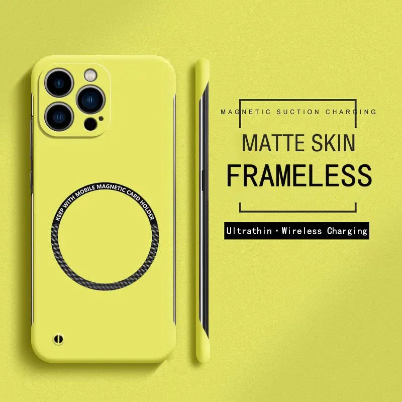 Ultra İnce Çerçevesiz Manyetik Sert PC Telefon Kılıfı IPhone 16/E 15 14 13 12 11 Pro Max Plus Magsafe Candy Color Koruyucu Kılıf
