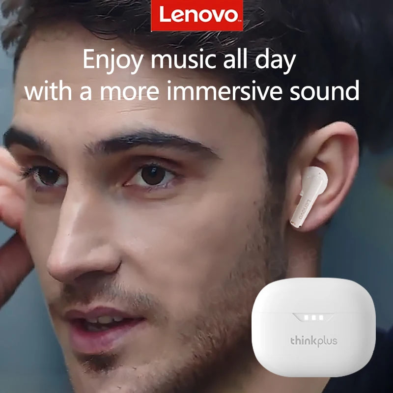 %100 Orijinal Lenovo Kulaklıklar Kablosuz Bluetooth 5.2 Kulaklıklar HiFi Stereo Gürültü Azaltma Kulaklıkları Dokunmatik Kontrol 250mAH Yeni